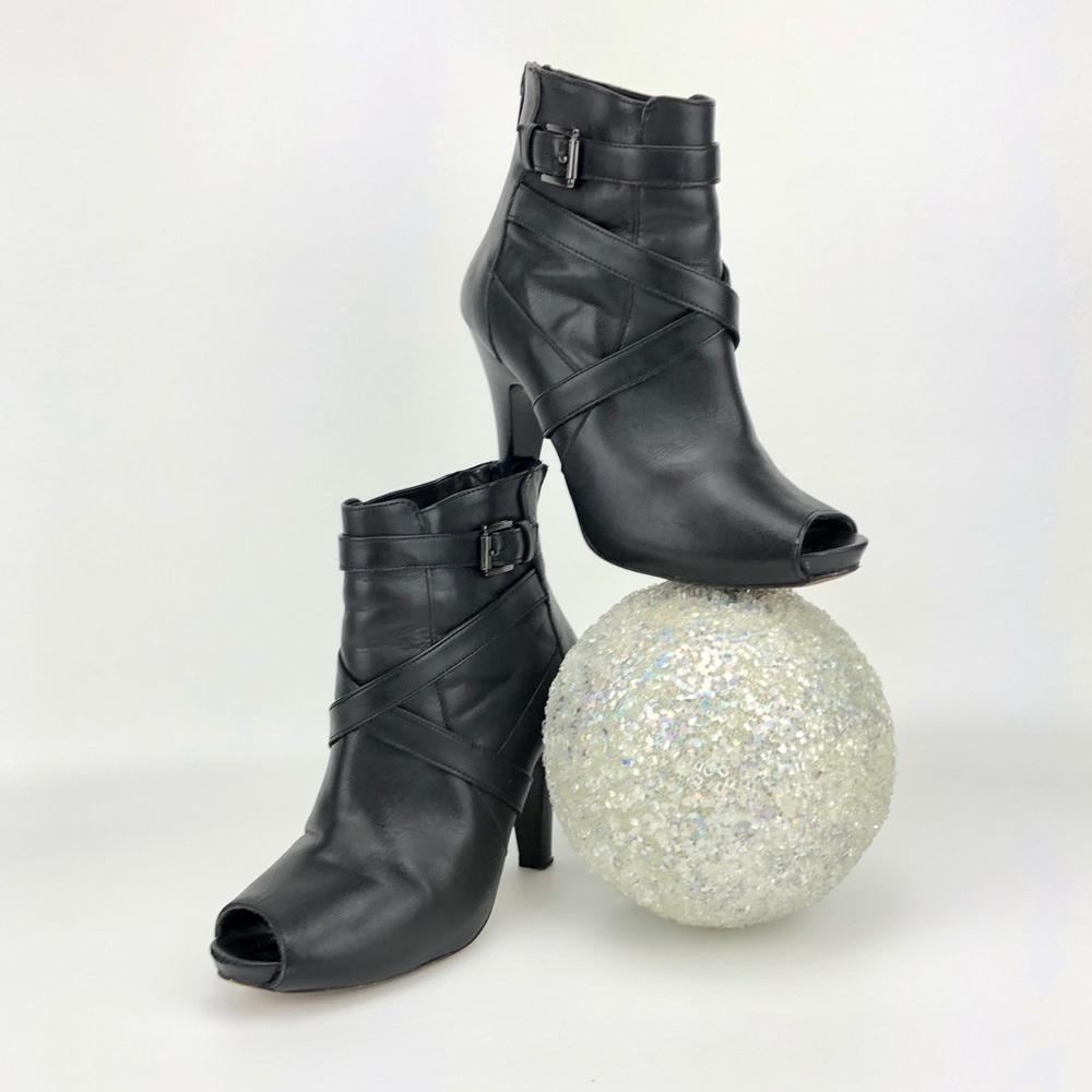 Peek Toe Black Booties